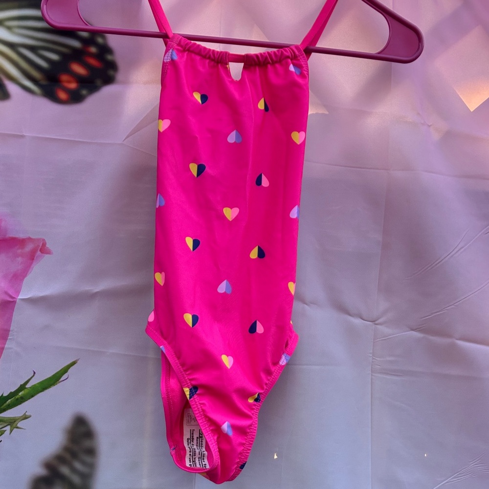 Pink Heart Pattern Swimsuit